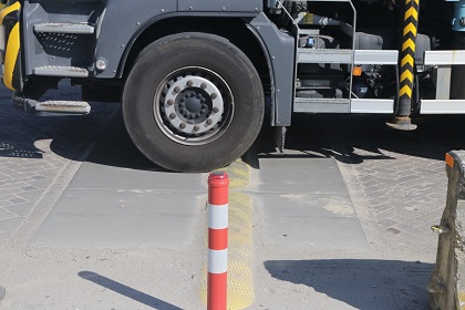 Nieuw: Snelheidsremmende drempelplaat voor op de bouwplaats 