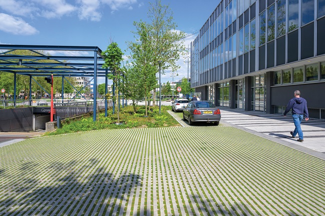 Verkoelende groenzone in centrumgebied