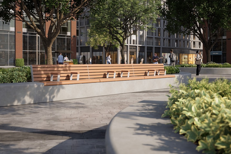 Seat met slanke rugleuning op plein