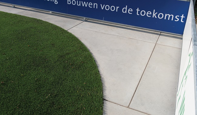 Betonnen vloerplaat met ronde hoekoplossing