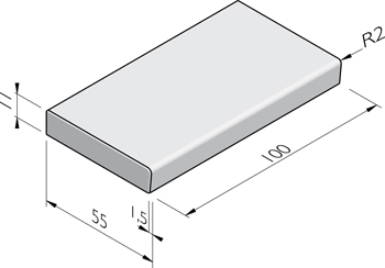 Traptreden 55x11 afgerond
